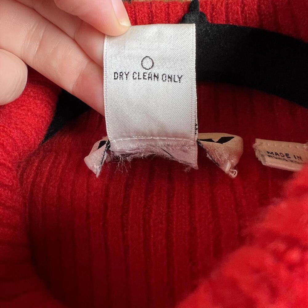 Vintage DKNY Red Ribbed Turtleneck Sweater with Black Stripe Detail - Picture 5 of 5